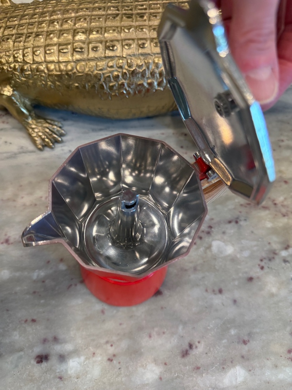 Red Stovetop Espresso Maker - Classic Moka Pot by gnail and zani - Picture 2 of 6